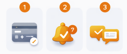 Tre steg illustration